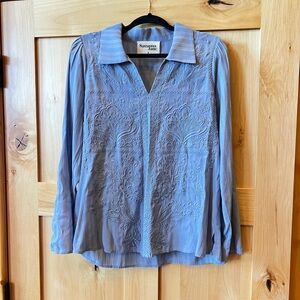 Savanna Jane Embroidered Blouse, Dusty Blue, Size Medium